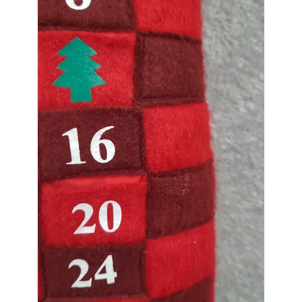 Santa Advent Calendar Wall‎ Hanging Red Plaid Christmas Holiday Decor